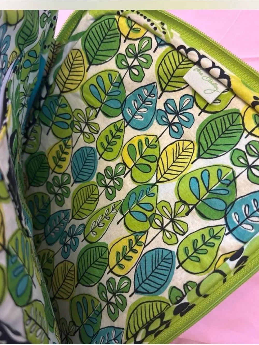 Vera Bradley Floral Zip Pouch - Green, Teal, Black Table/ IPad Case